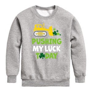 Boys' - Instant Message - St. Patrick's Day Pushing My Luck Today Graphic Long Sleeve Fleece Sweatshirt - 1 of 4