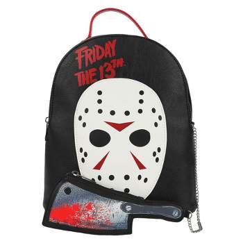 Friday The 13th Jason Mask 11" Mini Backpack With Pull Out Meat Cleaver Coin Purse