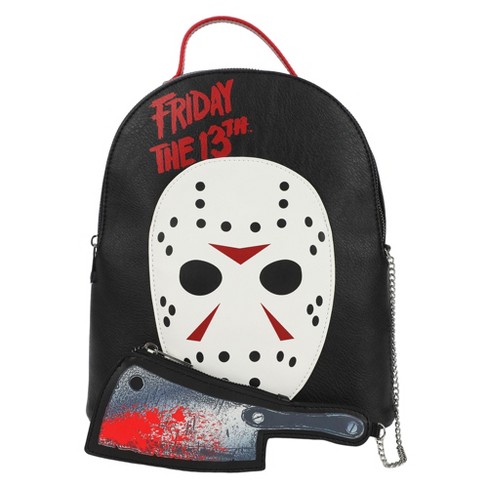 Friday The 13th Jason Mask 11 Mini Backpack With Pull Out Meat Cleaver  Coin Purse