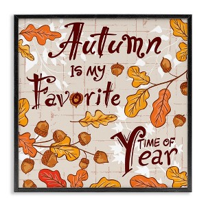 Stupell Industries Autumn Phrase with Leaves Black Framed Giclee Art - 1 of 4