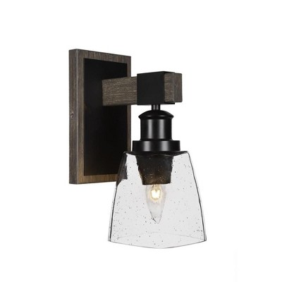 Toltec Lighting Tacoma 1 - Light Sconce in  Black/Painted Wood with 4.5" Square Clear Bubble Shade