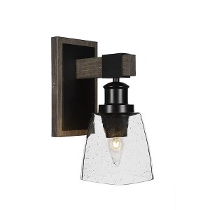 Toltec Lighting Tacoma 1 - Light Sconce in  Black/Painted Wood with 4.5" Square Clear Bubble Shade - 1 of 1