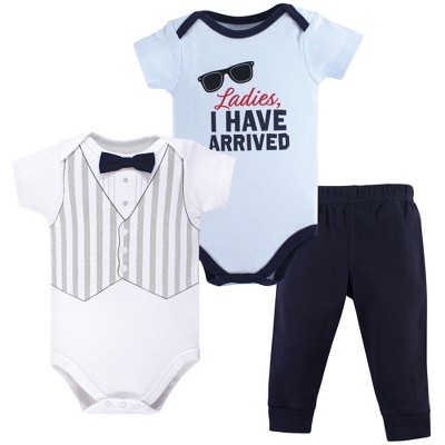 Image of Hudson Baby Infant Boy Cotton Bodysuit and Pant Set, Ladies I Have Arrived, 0-3 Months