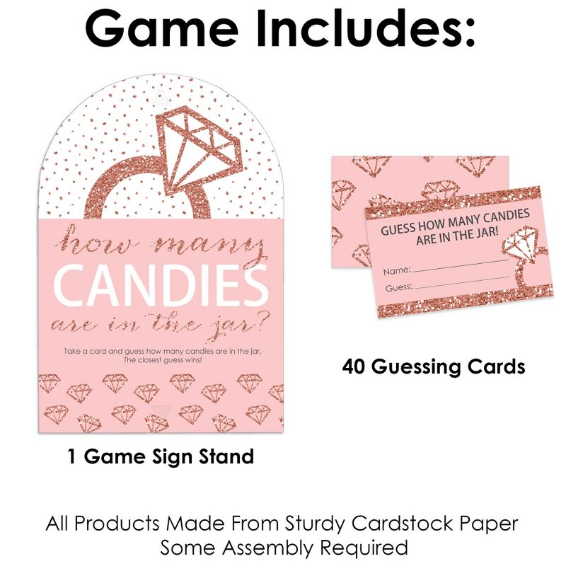 Big Dot of Happiness Bride Squad - How Many Candies Rose Gold Bridal Shower or Bachelorette Party Game - 1 Stand and 40 Cards - Candy Guessing Game, 3 of 9