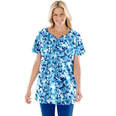 Woman Within Plus Size 7-Day Notch-Neck Tunic