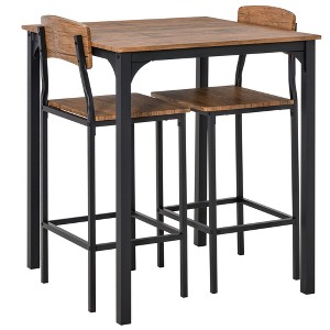 NicBex 3 Piece Bar Table Set for 2 Industrial Square Counter Height Dining Table Set with 2 Steel Legs Bar Stools - 1 of 4