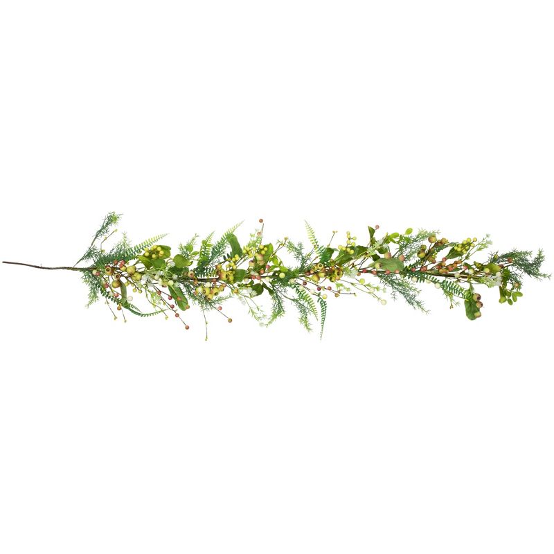 Northlight Berry and Crabapple Fern Foliage Spring Garland - 5', 1 of 6