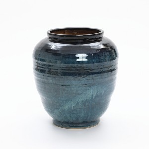 LuxenHome Blue Ripples Ceramic Vase, 17.3" High Elegant Centerpiece for Entryway or Living Room - 1 of 4