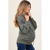 Pinkblush Olive Ribbed Front Pocket Maternity Drawstring Hoodie - 3 of 4