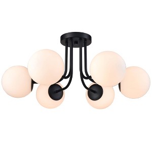 Claxy 6-light Modern Globe Black Semi Flush Mount Ceiling Light Fixture for Bedroom - 1 of 1
