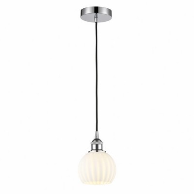 White Venetian - 1 Light Cord Hung Mini Pendant In Modern Style-8 Inches Tall and 6 Inches Wide