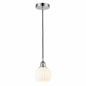 White Venetian - 1 Light Cord Hung Mini Pendant In Modern Style-8 Inches Tall and 6 Inches Wide - 1 of 1