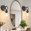 POWLIG 11.42-in 1-Light Black Modern Industrial Wall Sconces with Cone Clear Glass Shade (Set of 2) - 2 of 4