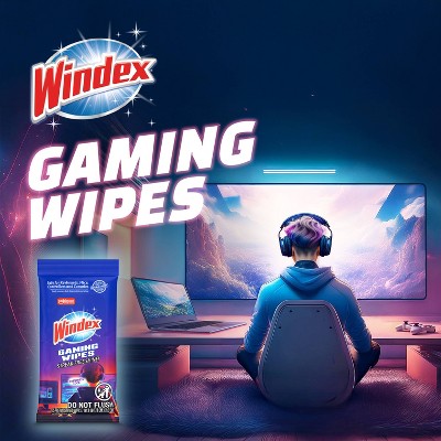 Windex Gaming Electronic All-Purpose Cleaning Wipes - 25ct: Resealable Bag, Streak-Free Surface, Removes Dust, Multi-Surface