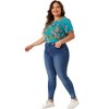 Agnes Orinda Women's Plus Size Floral Print Smocked Short Sleeve Retro Casual Blouses - 3 of 4