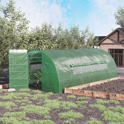 Large Green Walk-In Tunnel Greenhouse with Galvanized Steel Frame