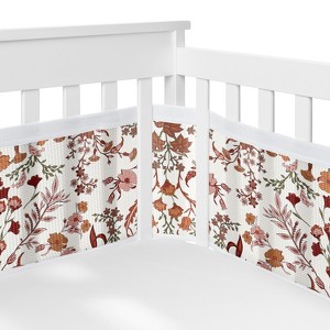 Sweet Jojo Designs Girl BreathableBaby Breathable Mesh Crib Liner Boho Floral Wildflower Orange and Ivory - 1 of 4