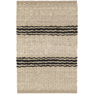 Hand-Loomed Black and Beige Stripe Jute Runner Rug 2'6” x 8'