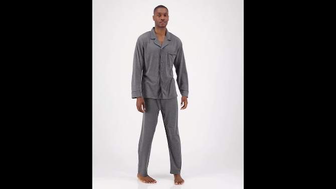 Hanes Premium Men's Knit Long Sleeve Pajama Set 2pc, 2 of 5, play video