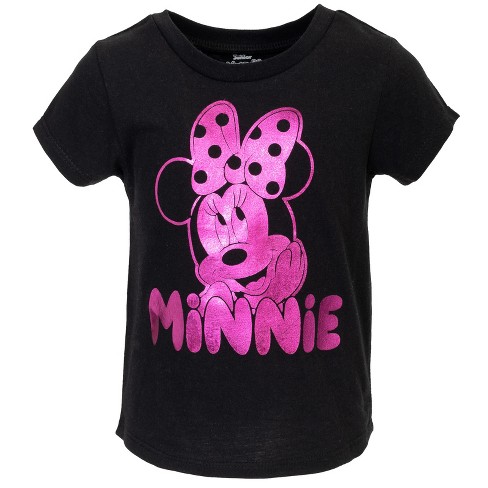 Disney Minnie Mouse Tank Top Gray Black Pink Bow Graphic Print