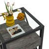 Resenkos Industrial End Table With Drawer, Rustic MDF & Tempered Glass Top, Nightstand For Living Room, Antique Wood Grain And Black - 4 of 4