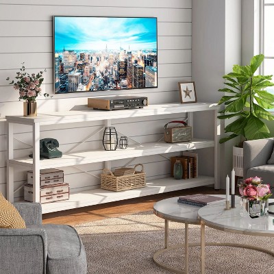 Hommoo 70.9" Console Table, 3-Tier Sofa Table with Metal Frame