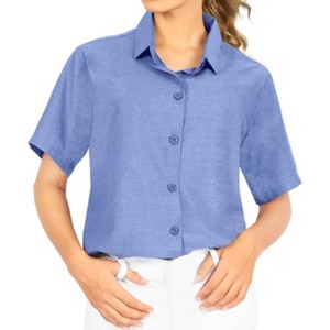 LA LEELA Women's Summer Casual Hawaiian Blouse Shirt Blouses Short Sleeve Button Down Dress Tops Tee Shirts Dresses for Women - 1 of 4