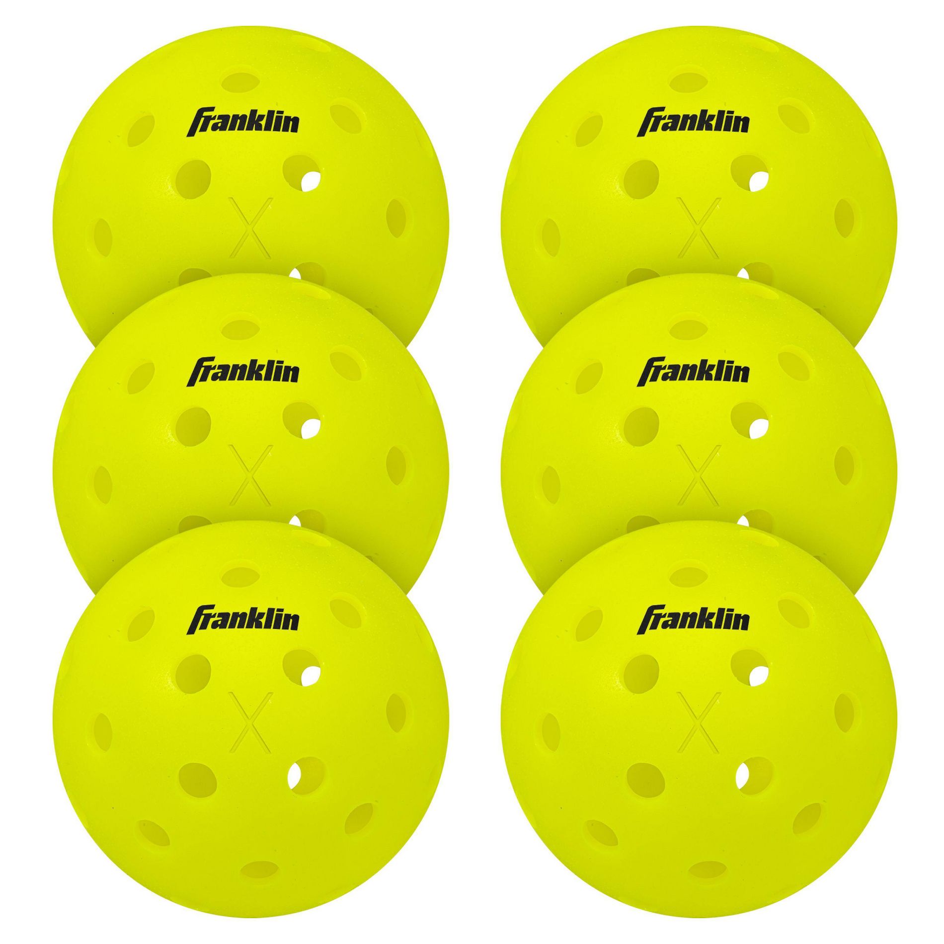 Franklin Sports X40 Pickleballs Vellum - 6Pc: Neon Yellow, Polyethylene, All Ages