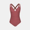 Women's Plunge Paneling Cross Tie Back Extended Length One Piece Swimsuit - Cupshe - 3 of 4