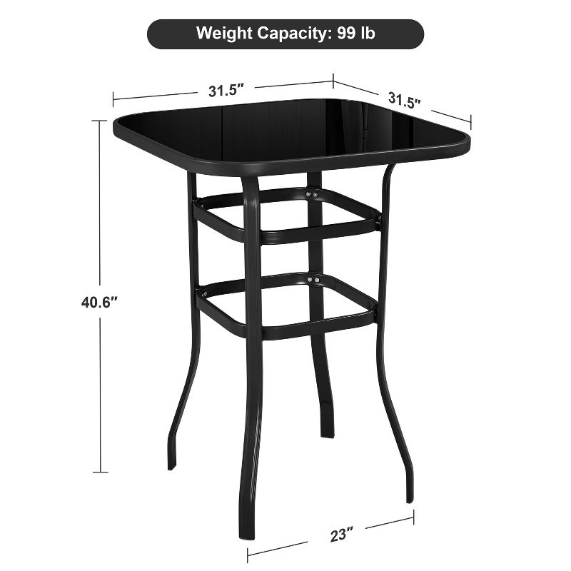 Yaheetech Outdoor Patio Bistro Table with Tempered Glass Tabletop, 3 of 8