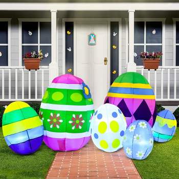 Joiedomi 7.5 ft Easter Eggs Inflatable Eggs with Build-in LEDs, Colorful Blow Up Easter Egg Inflatable Decoration for Easter Holiday