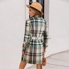 Women's Plaid Collared Long Sleeve Front Button Mini Shirt Dress -Cupshe - 4 of 4