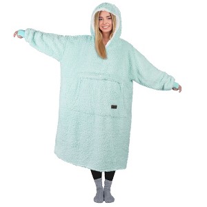 Ultra Long Fleece Blanket Hoodie Sweatshirt for Mens Womens, Full Body Warm  Lounging Pullover, Blue Catalonia