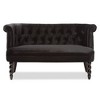 Flax Victorian Style Contemporary Velvet Fabric Upholstered 2 Seater Loveseat Black - Baxton Studio: Elegant Polyester, Tufted Design, Wood Frame - 3 of 4