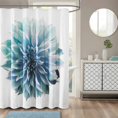 72"x72" Bridget Cotton Percale Shower Curtain Aqua