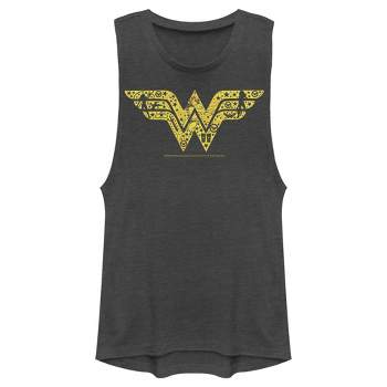 Juniors Womens Justice League Silhouette Logo Festival Muscle Tee
