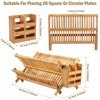 LunaLulinlk Bamboo Dish Drying Rack with Utensil Holder,Collapsible Wooden Dish Drainer Rack,2-Tier Large Folding Drying Holder - 3 of 4
