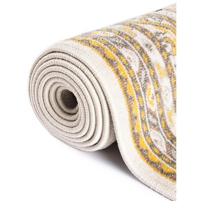 Beige Rectangular Flat Woven Stain-resistant Synthetic Rug, 6' x 9'