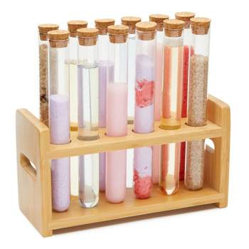 Okuna Outpost Clear Tube Vials, Shot Glass Holder (8x4.5x3.3 In, 13 Pieces)