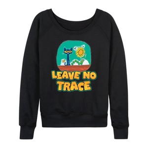 Women's - Pete the Cat - Leave No Trace Camping Lightweight French Terry Wide Neck Long Sleeve Shirt - 1 of 4