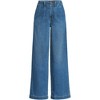 Lands' End Women's Petite Soft Denim High Rise Wide Leg Top Stitch Trousers - 3 of 4