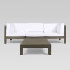 Brava 4pc Acacia Modular Sofa and Table Set - Gray/White - Christopher Knight Home: Weather-Resistant Outdoor Seating - 2 of 4