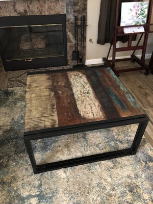 Timbergirl Reclaimed Wood Carved Panel Trunk Coffee Table