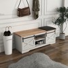 Entryway Shoe Bench with Leather Cushion Large Storage Space Seat Footrest Shoe Bench for Living Room Entryway Bedroom - 3 of 4