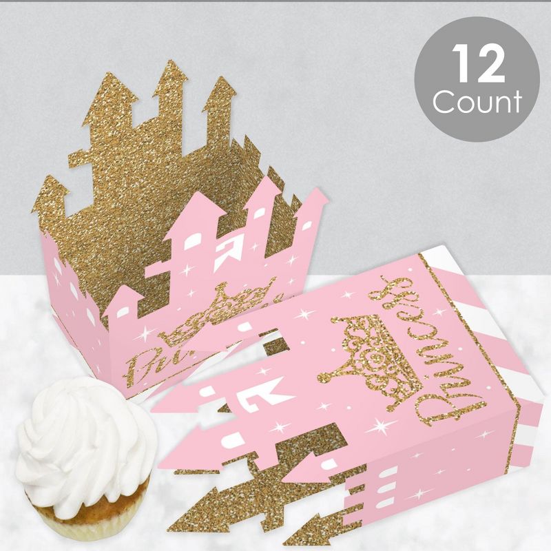 Big Dot of Happiness Little Princess Crown - Pink and Gold Princess Baby Shower or Birthday Party Favor Gift Boxes - Castle Boxes - Set of 12, 3 of 9