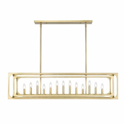 Easton Rubbed Brass 54" Linear Chandelier with Candelabra Bulbs