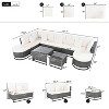 7-Piece Outdoor Wicker Sectional Sofa, Rattan Patio Conservation Set with 2 Coffee Tables & Pillows for Garden & Backyard, Beige/Gray - ModernLuxe - 3 of 4