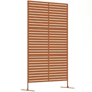Outsunny Decorative Metal Outdoor Privacy Screen, Freestanding Privacy Fence Screen Outdoor Divider with Stand, 78" H x 48" W - 1 of 4