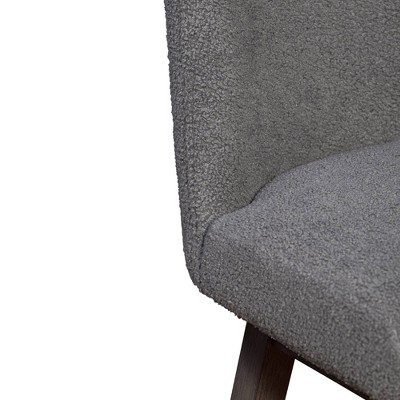 Grey Oak Wood Swivel Bar Stool with Boucle Fabric