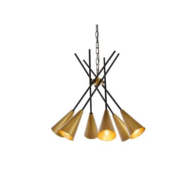 Casen 32" Black and Brass Iron Pendant Light